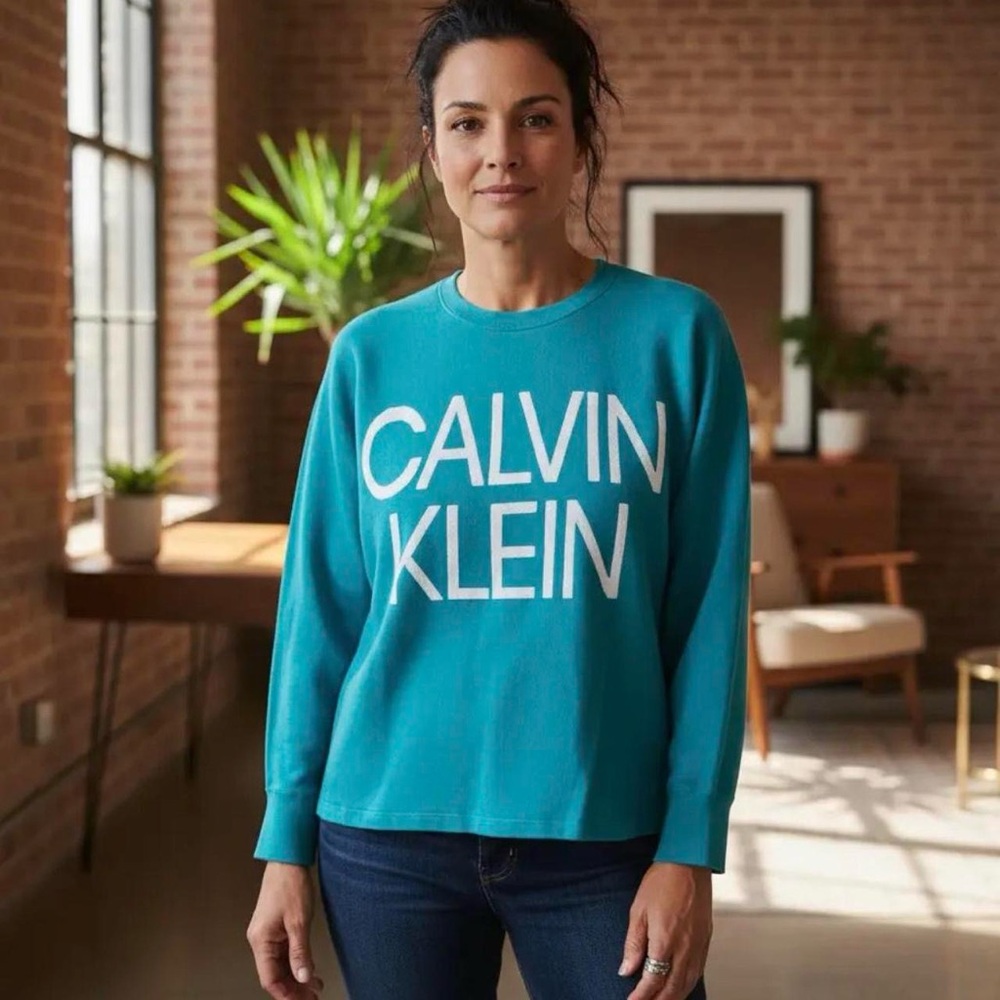 Calvin Klein Teal Logo Crewneck Sweatshirt